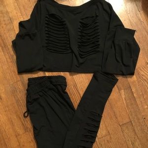 Fashion nova ripped jogger set